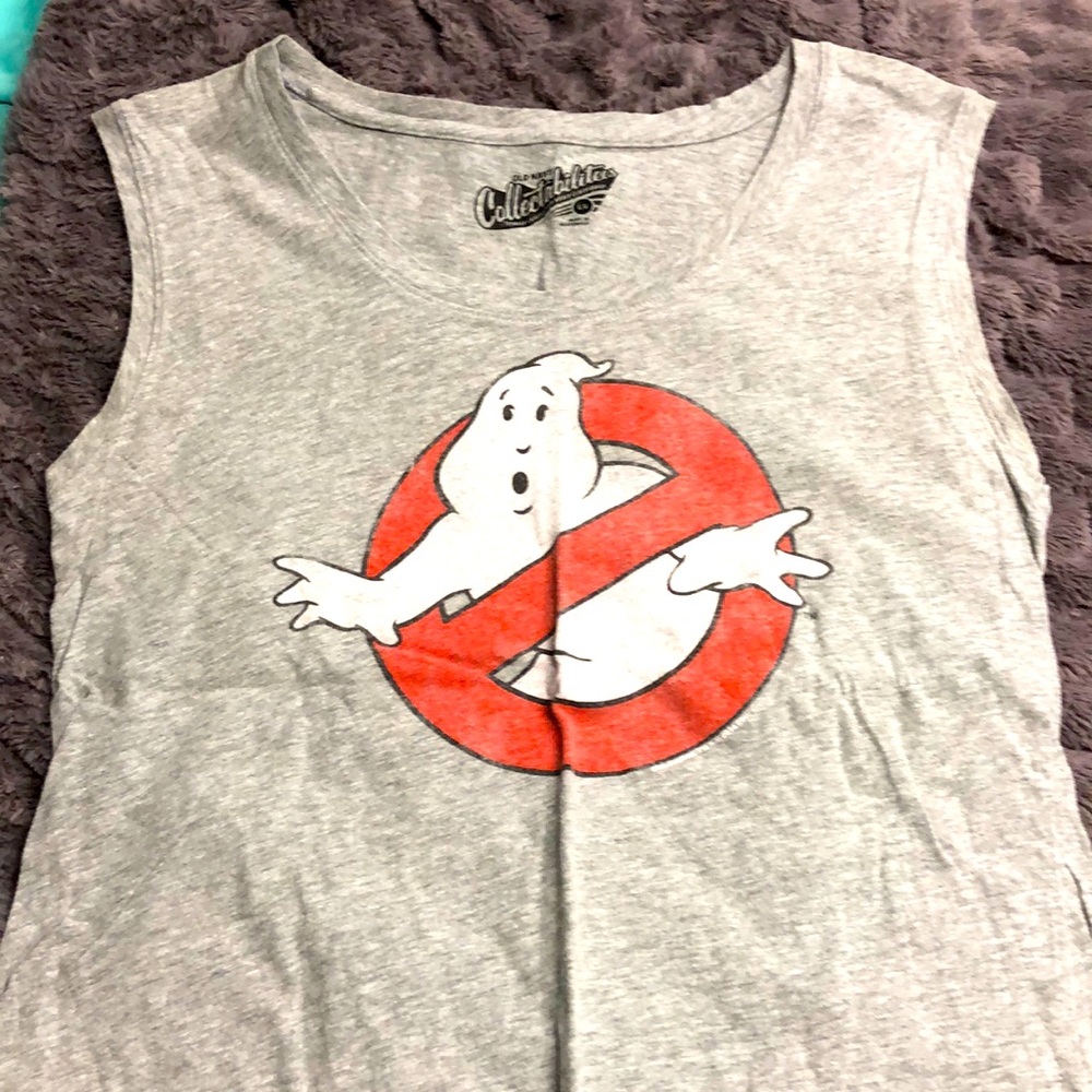 Grey Muscle Tee “Ghostbusters” Front Logo